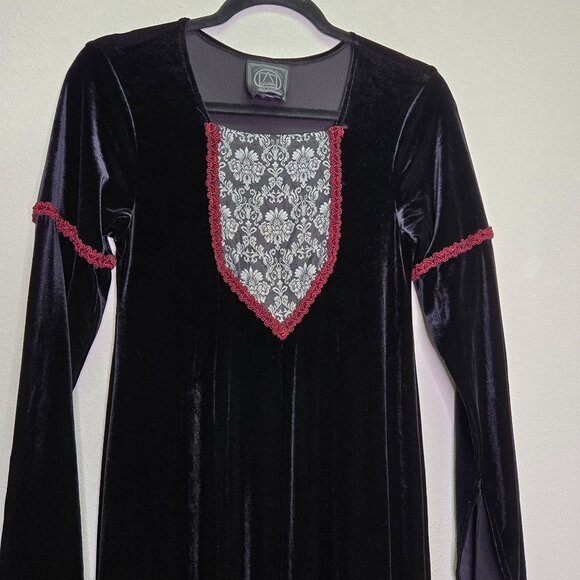 Vintage 90s Cykxtees Gothic Renaissance Medieval Vampire Velvet Dress - Picture 7 of 16